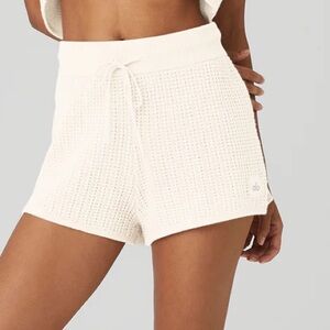 Alo Cashmere High-Waist Plush Waffle Cover Up Shorts